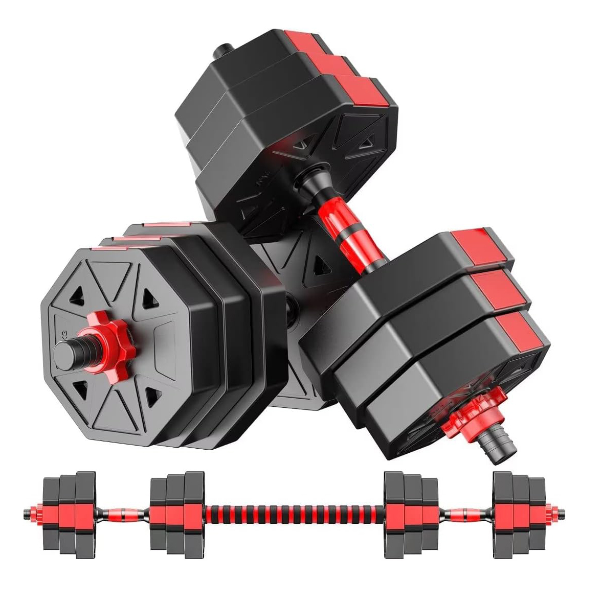 Home Gym Dumbbell Set - Adjustable Dumbbell to Barbell Fitness Set