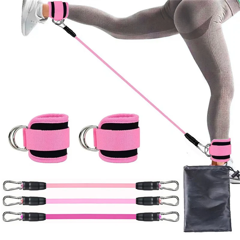 Home Gym Kit For Men - Ankle Straps Resistance Bands Set Fitness