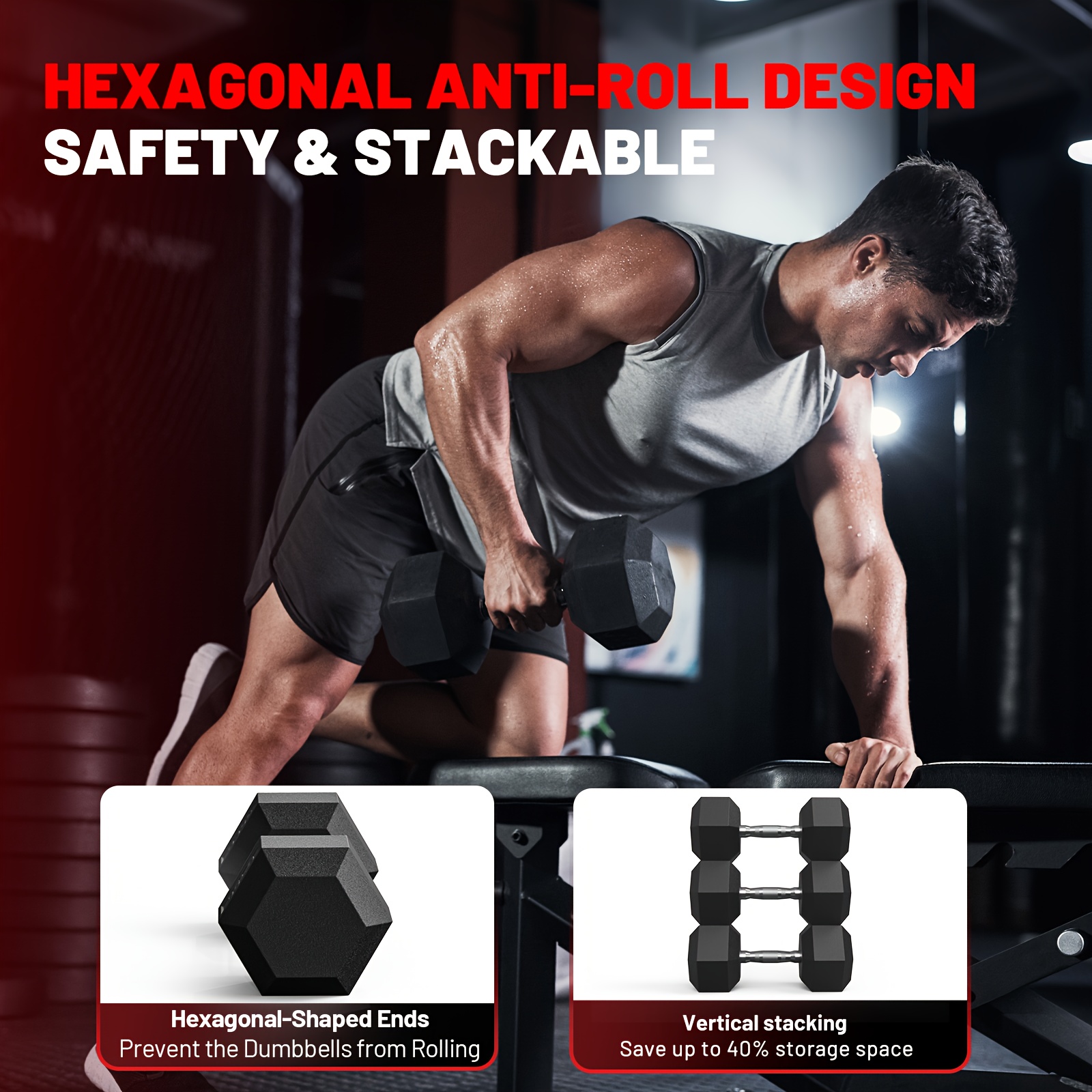 40-355LB HEX Dumbbell Set Rubb – обзор и цена Home Gym Dumbbell Set
